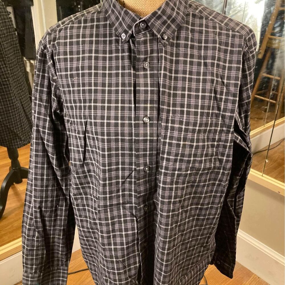 Men’s GEORGE size Large Classic Fit Plaid Dress Shirt  Size 42-44￼